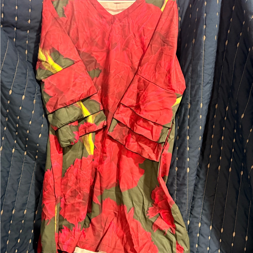 Floral Kids Top - Red and Green